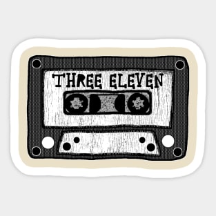 three eleven cassette black in white Sticker